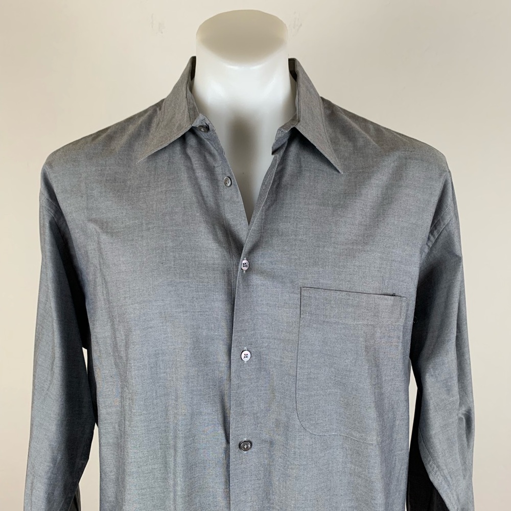 Giorgio Armani Le Collezioni Men's Light Gray Dress Shirt Size 16, 32/33 - Picture 4 of 6